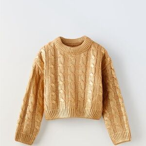 Zara metallic gold cable knit sweater